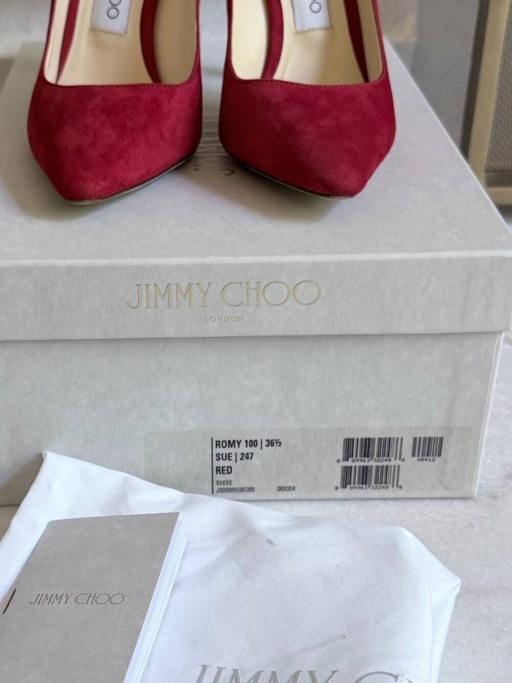 Jimmy Choo Romy 100 Red Suede Pumps - Picture 7 of 14